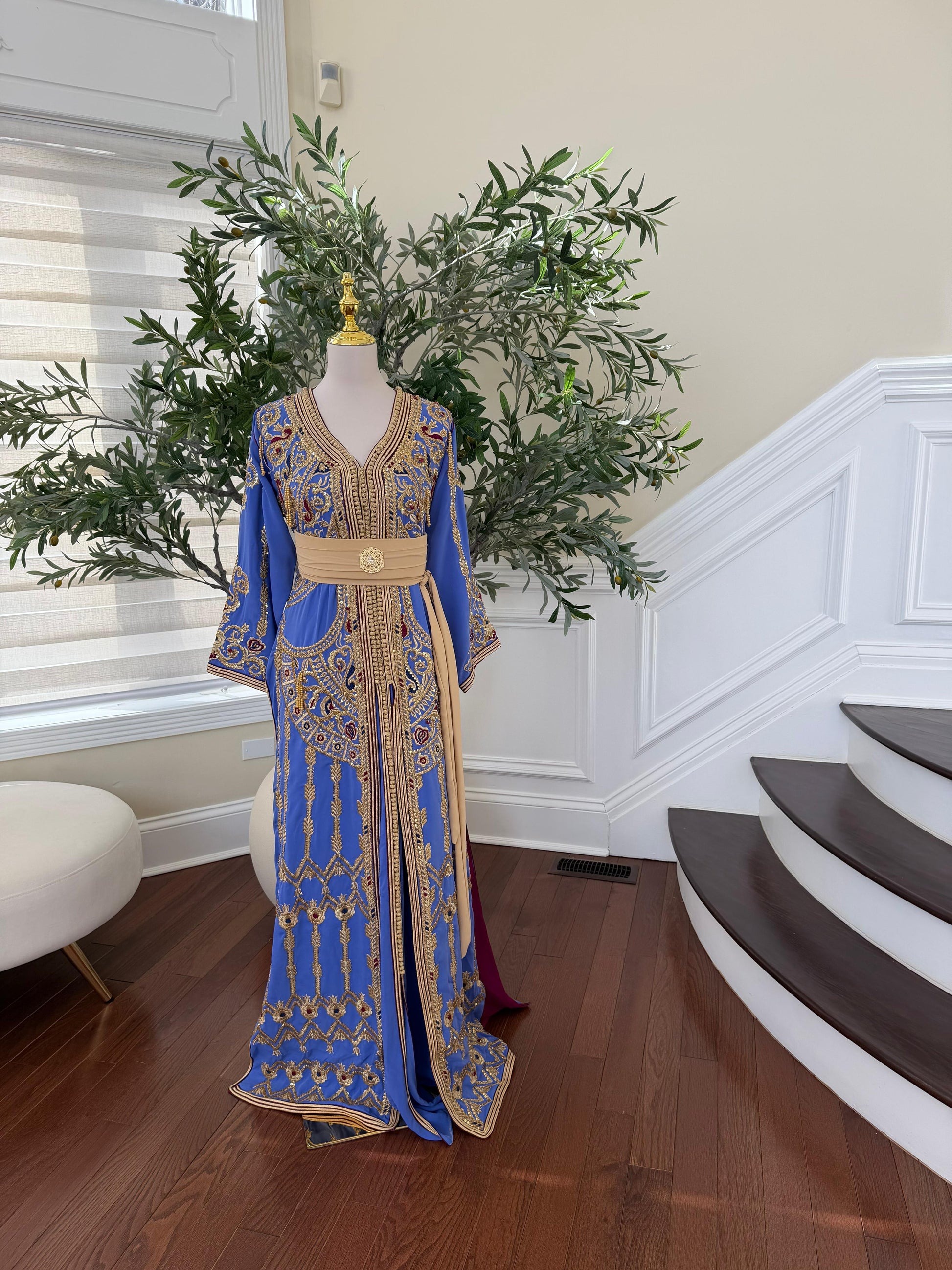 Lavender Golden Beaded Embroidery Kuftan