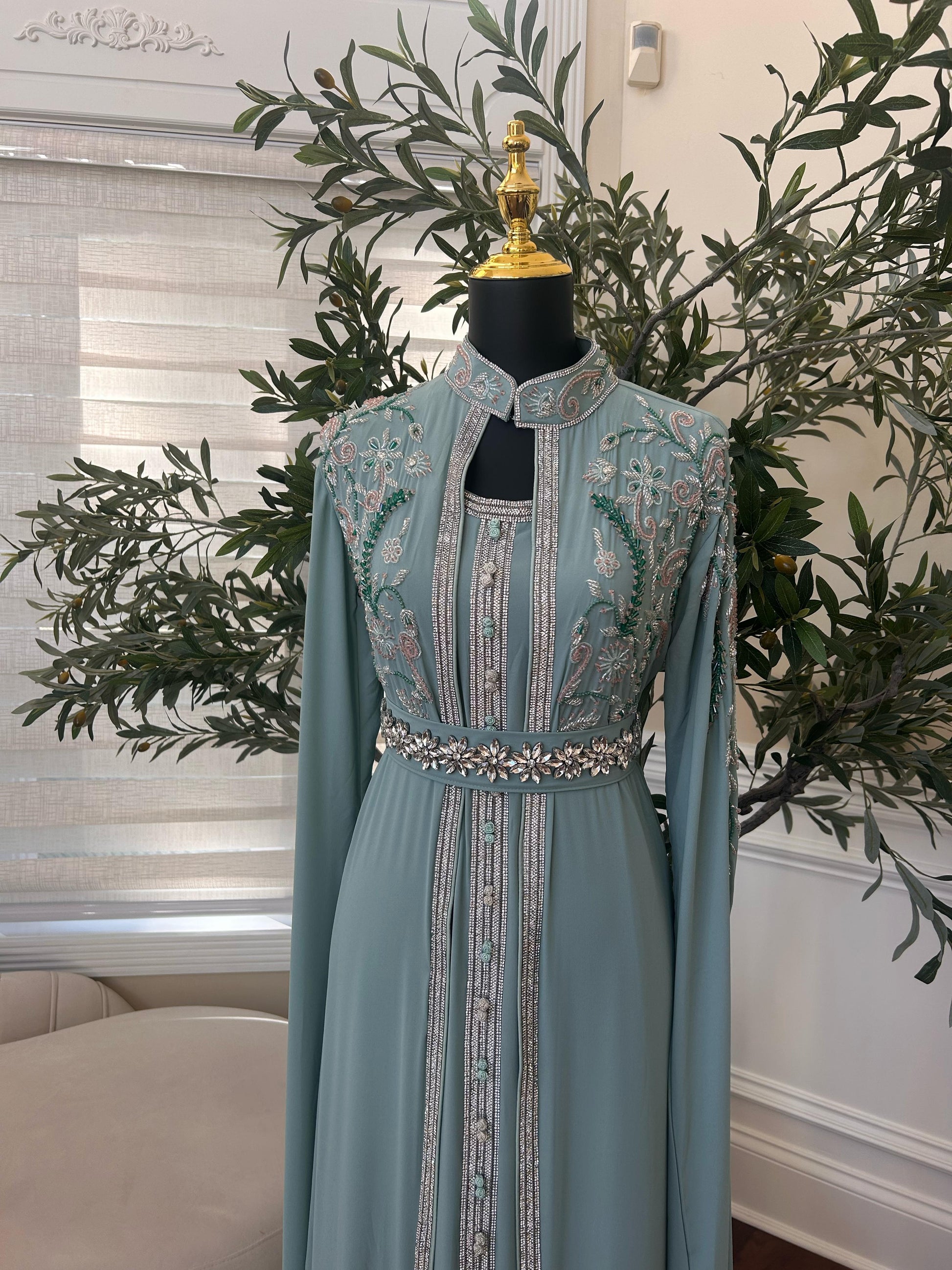 Mint Blue Rose Legacy Kuftan