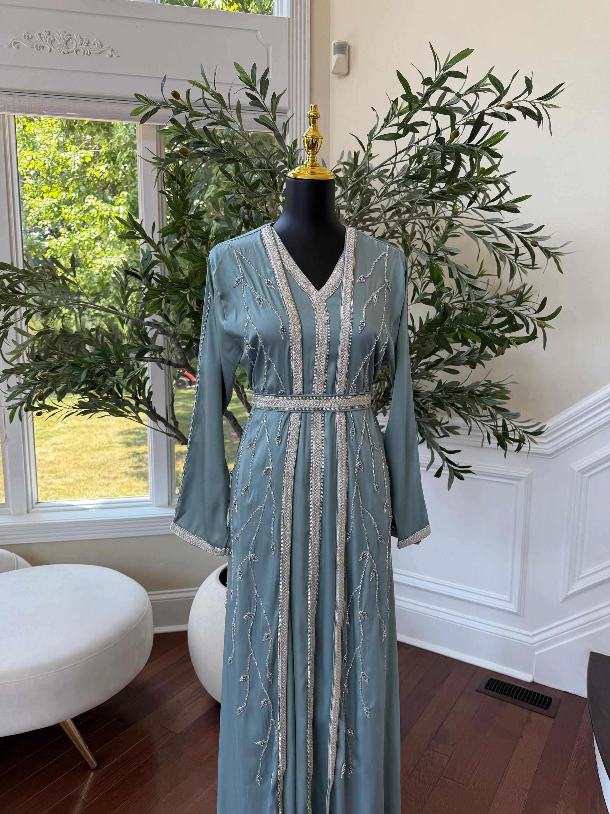 Baby Blue Floral Kuftan