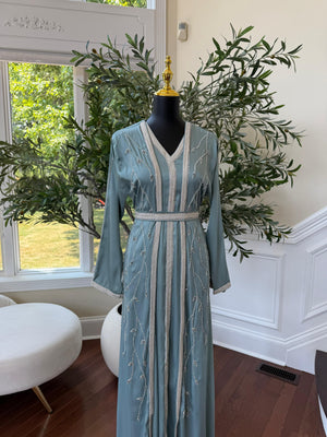 Baby Blue Floral Kuftan
