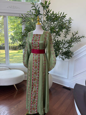 Green Satin Tatreez Thobe