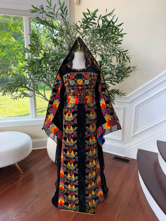 palestinian dress Lana - Hand Embroidered Thobe To ensure fit Palestinian Thobe Collection ABAYATMUNA