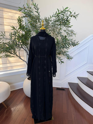Ramadan Bloom Black Beaded Abaya