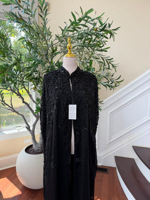 Black Beaded Elegance Cardigan Abaya