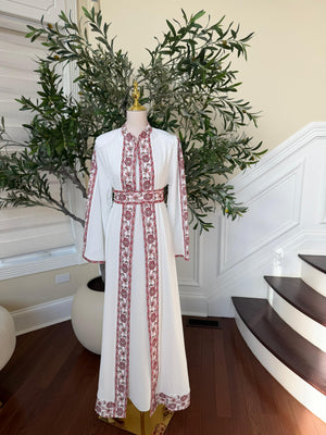 White Royale Red Tatreez Heritage Thobe