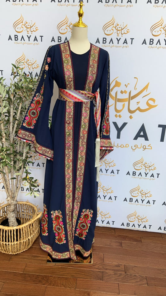 Navy Blue Falahi Tatreez Dress