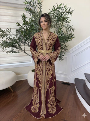 Burgundy Golden Essence Kuftan