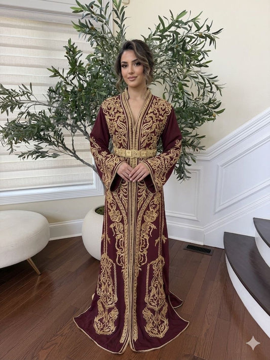 Burgundy Golden Essence Kuftan