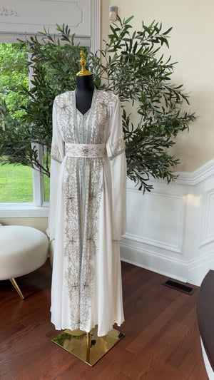 White Luxe Essence Kuftan- Graceful & Timeless Beading