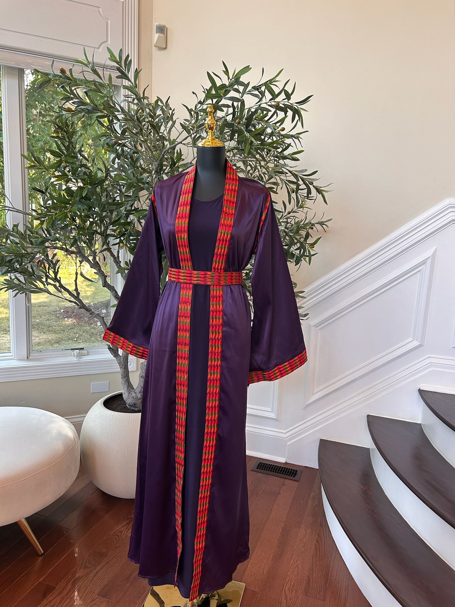 Elegant Purple Tatreez Two Piece Thobe