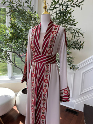 Cream Tatreez Two Piece Thobe