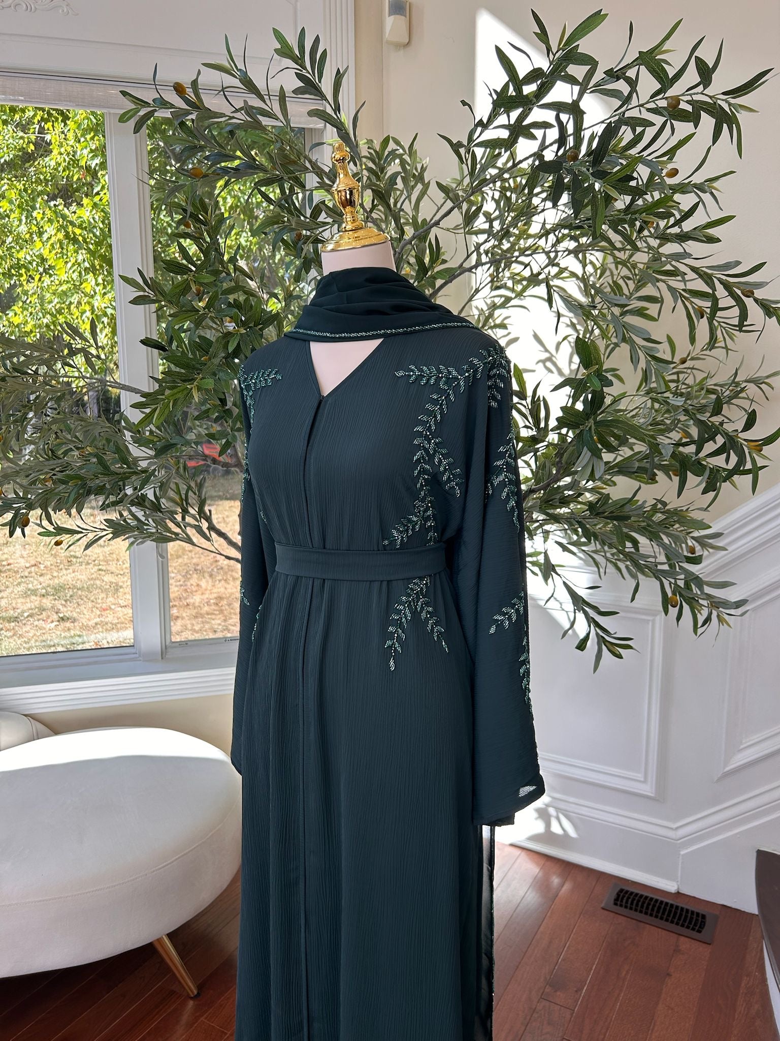 Emerald Green Rose Abaya