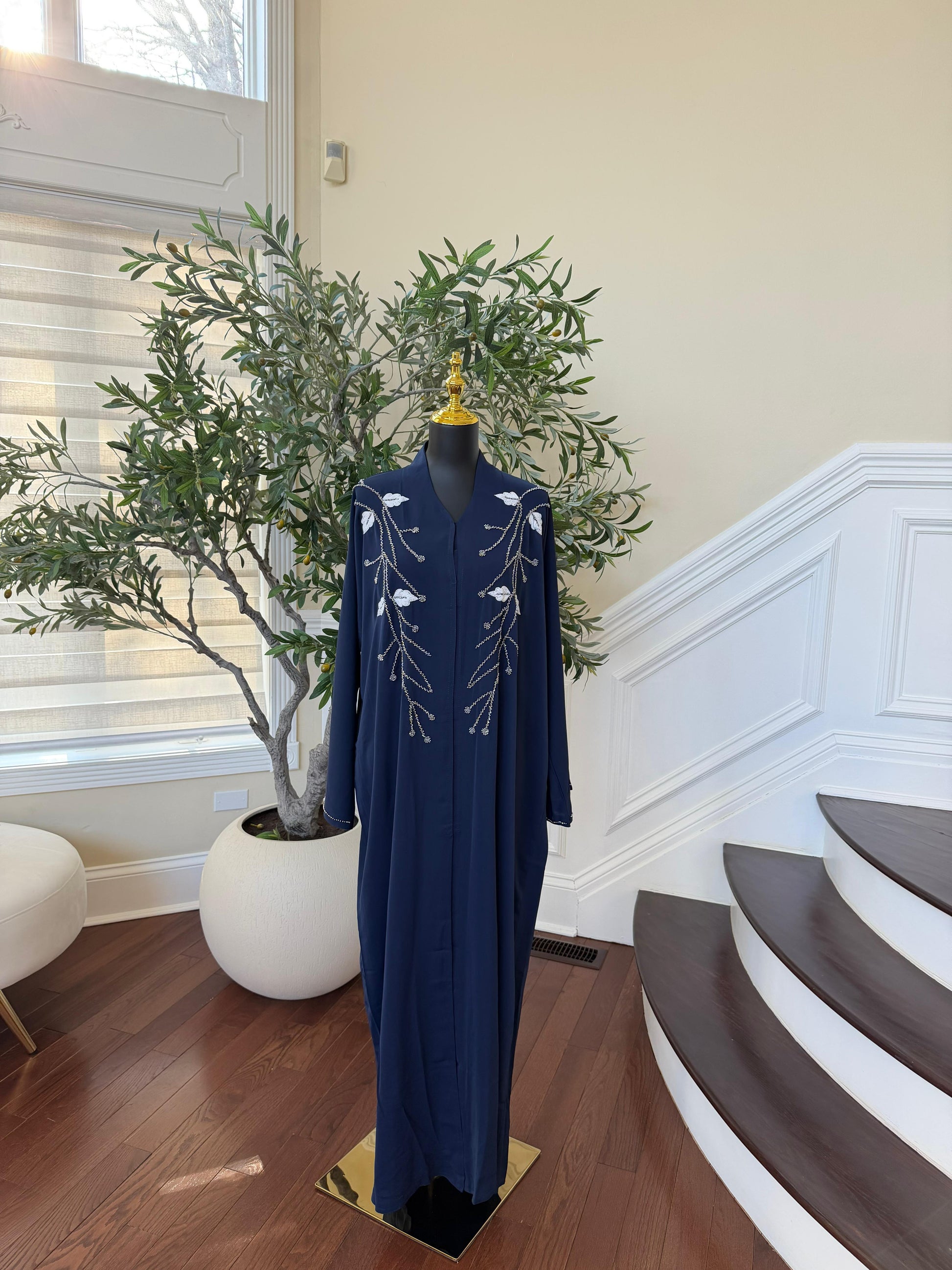 Royal Blue Rose Abaya