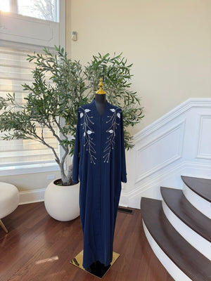 Royal Blue Rose Abaya