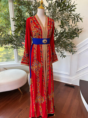 Red Golden Embellished Beaded Kuftan