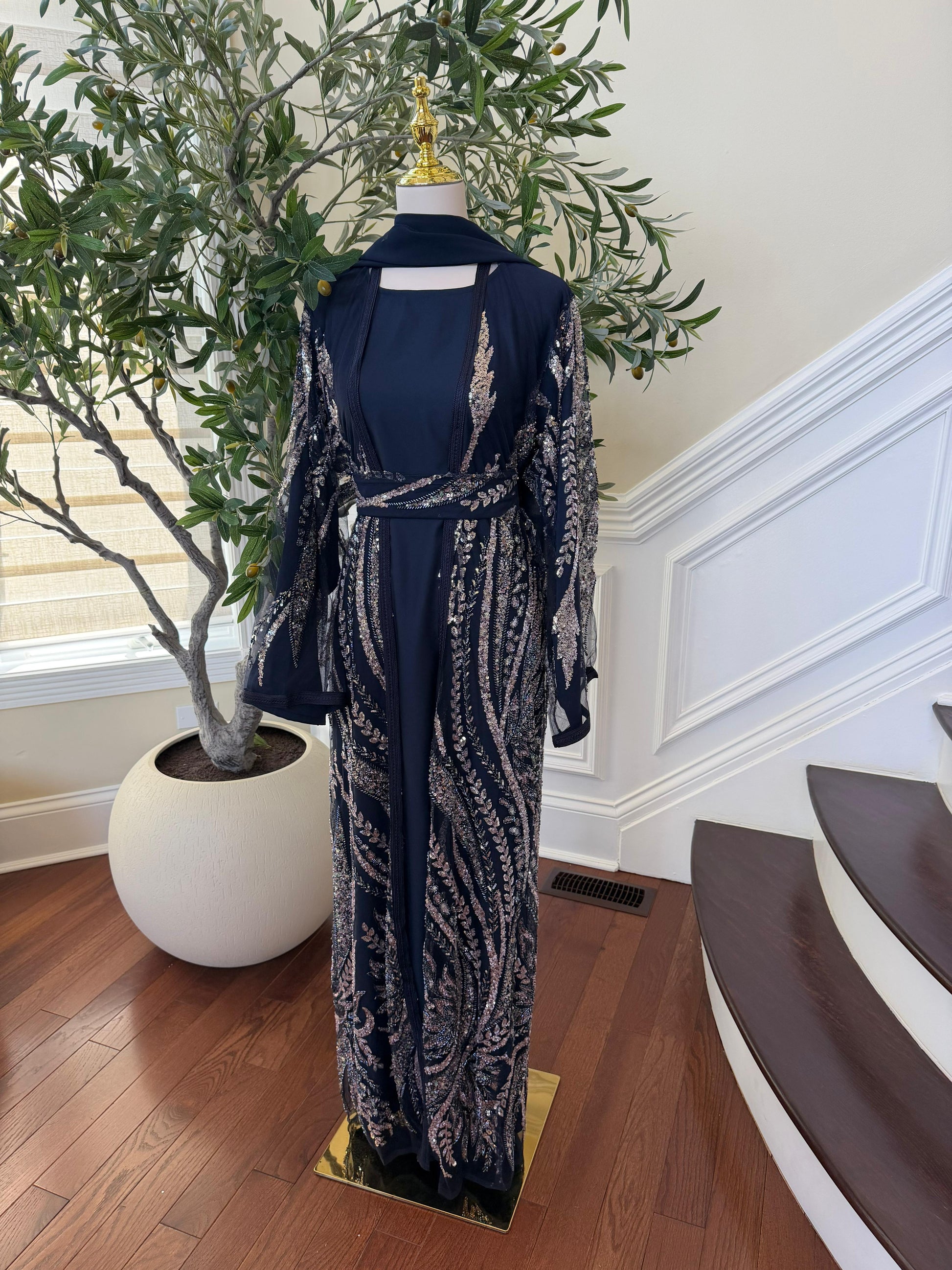 Blue Sparkle Cardigan Abaya