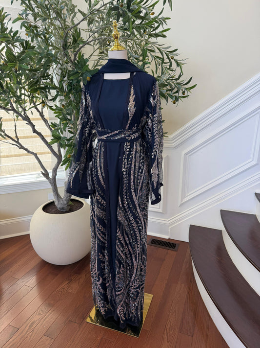 Blue Sparkle Cardigan Abaya
