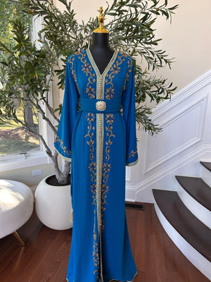 Turquoise Vine Golden Beaded Kuftan