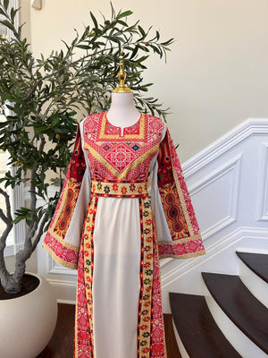 Cream Embroidery Tatreez Thobe