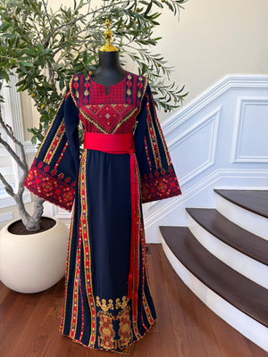 Blue Embroidery Tatreez Traditional Thobe