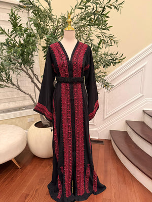 Black Embellished Rose Royale Kuftan