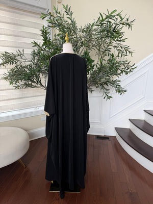 Black Royale Beaded Butterfly Abaya