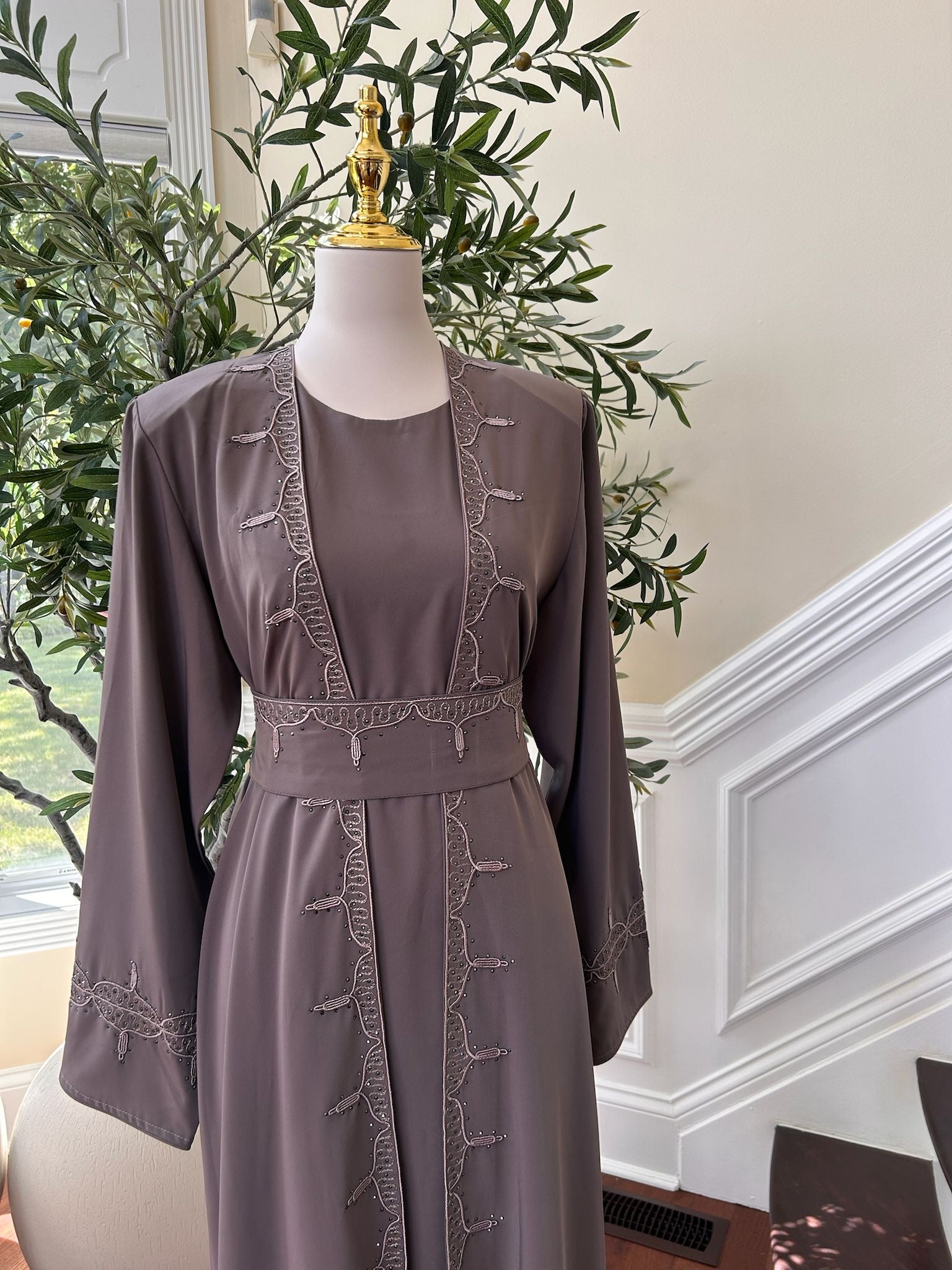 Purple Elegance Two Piece Abaya