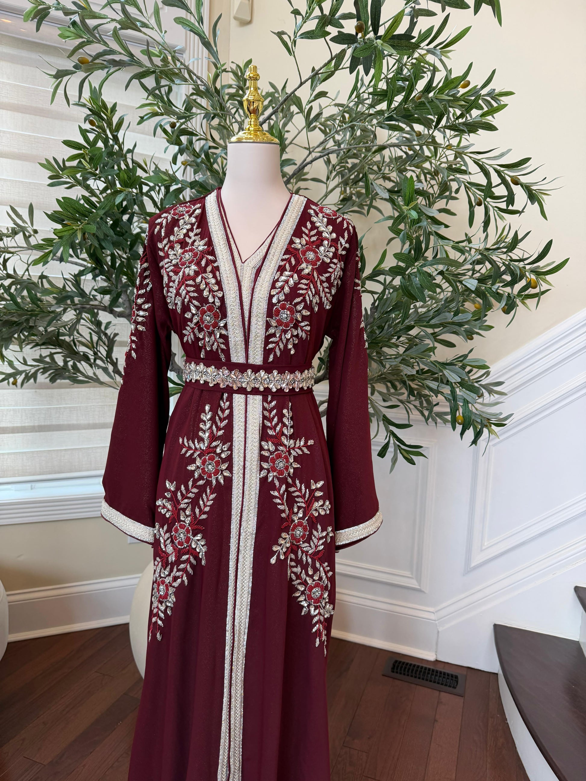 Red Royale Rose Beaded Kuftan