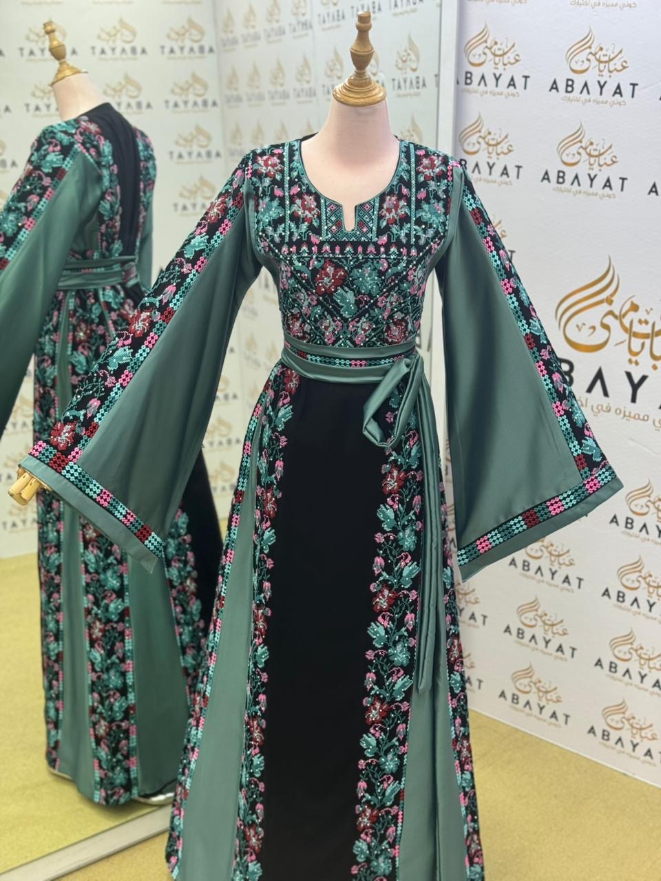 Embroidery Black Tatreez Teal Thobe