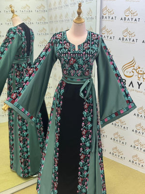 Embroidery Black Tatreez Teal Thobe