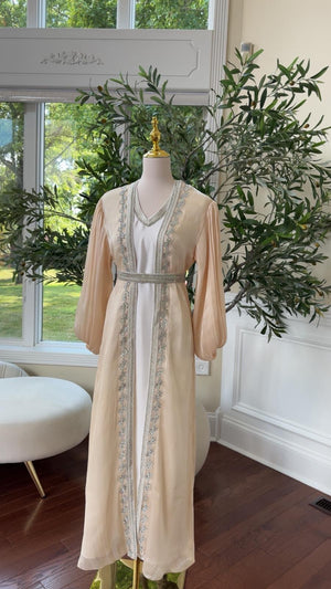 Light Beige Beaded Kaftan