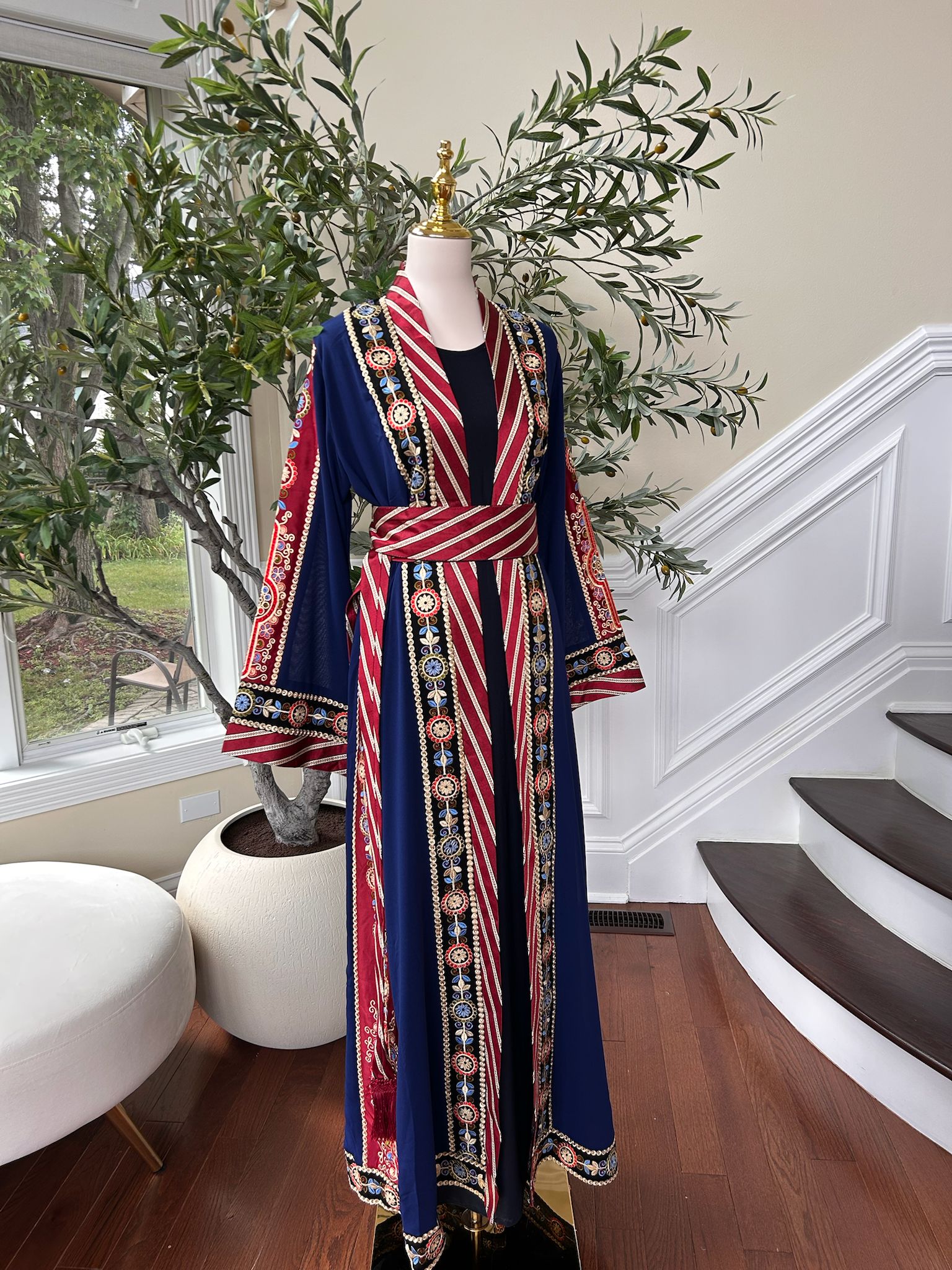 Blue Embroidery Tatreez Thobe