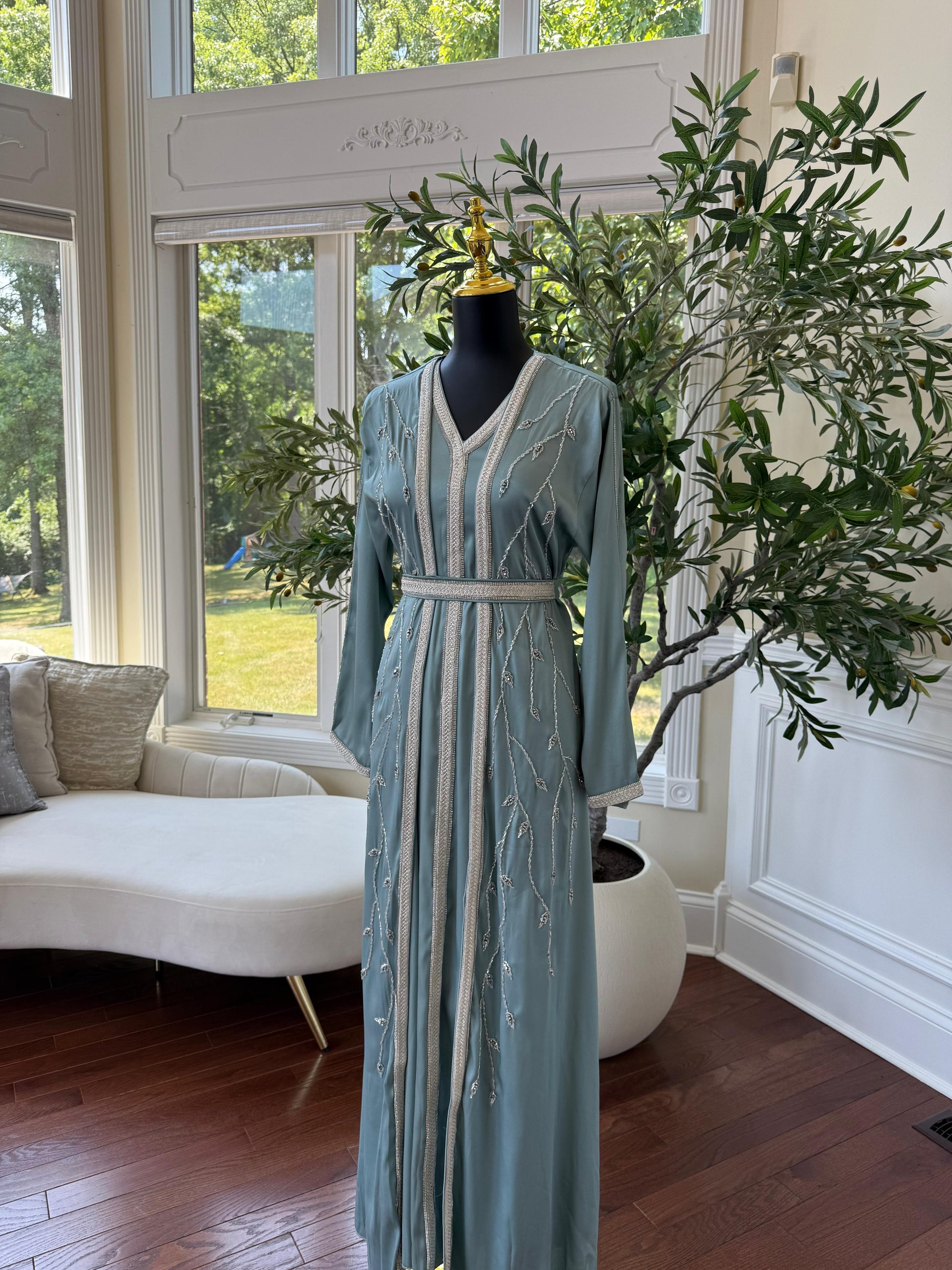 Baby Blue Floral Kuftan