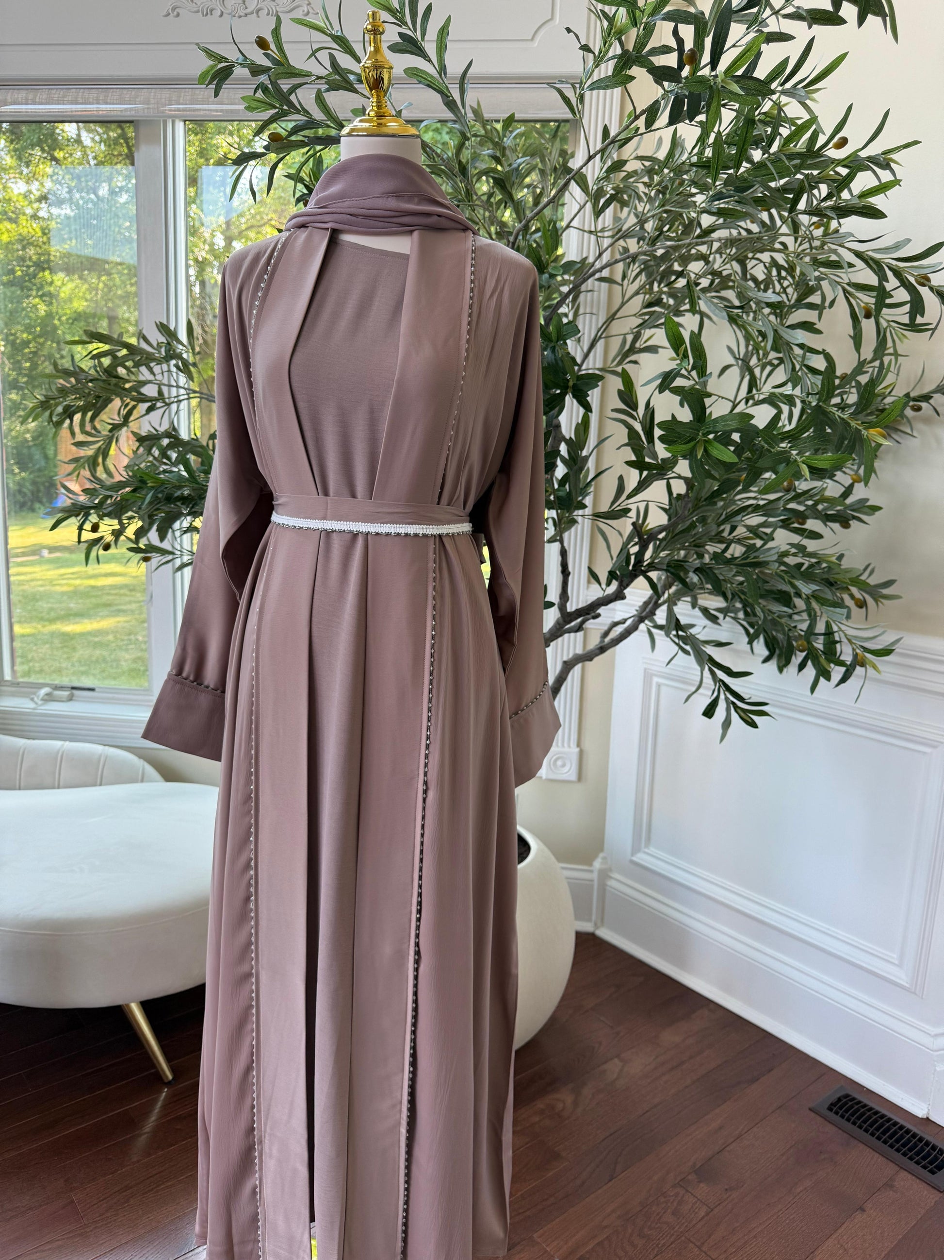 Light Muave Cardigan Abaya