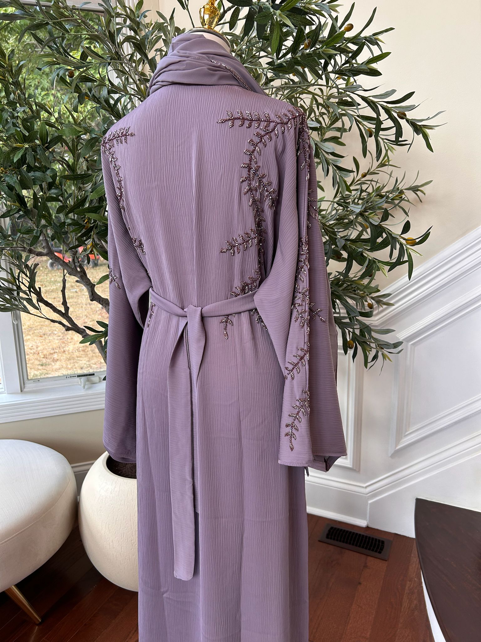 Lavender Floral Charm Elegance Abaya