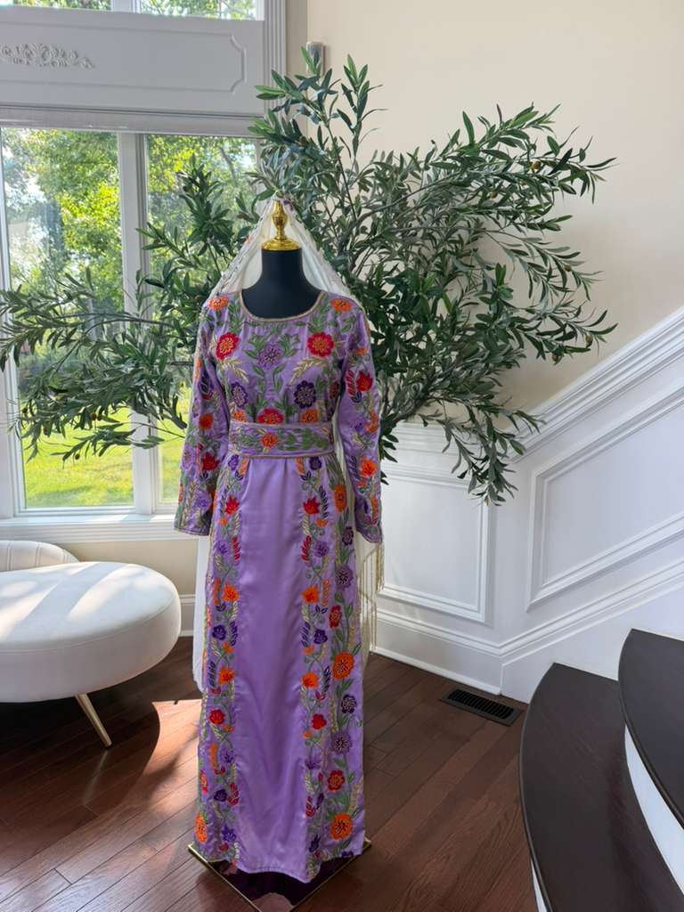 Lavender Floral Beaded Stone Thobe