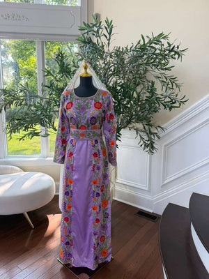 Lavender Floral Beaded Stone Thobe