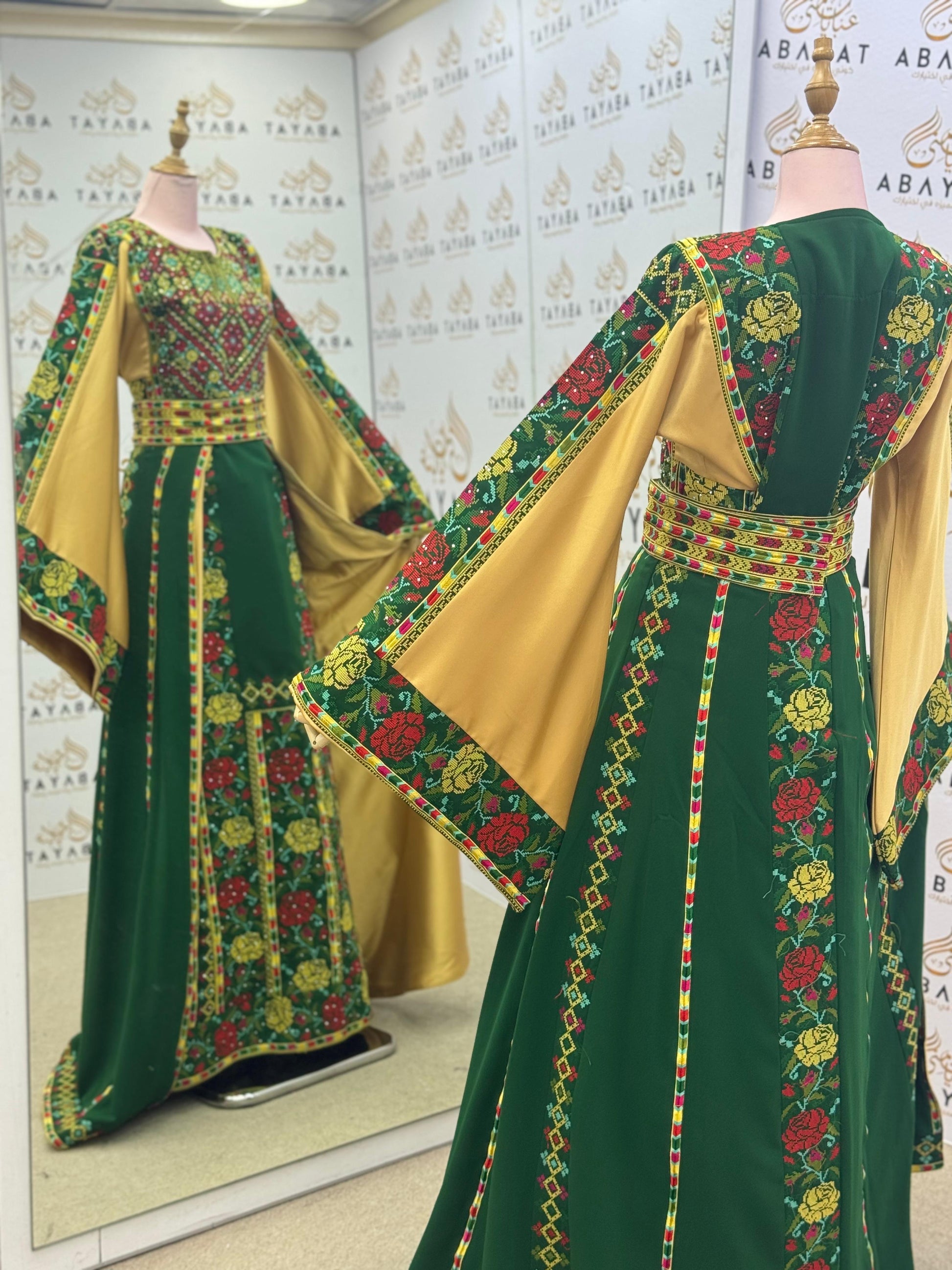Emerald Royal Garden Thobe with Detached Overskirt