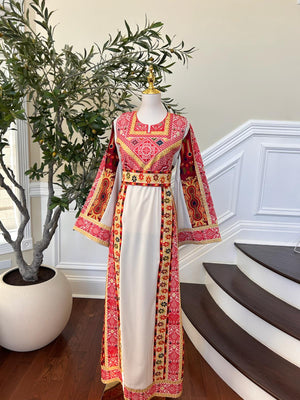 Cream Embroidery Tatreez Thobe