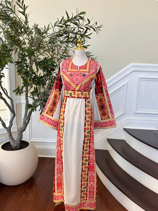 Cream Embroidery Tatreez Thobe