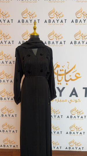 Graceful Black Embellished Umrah Abaya