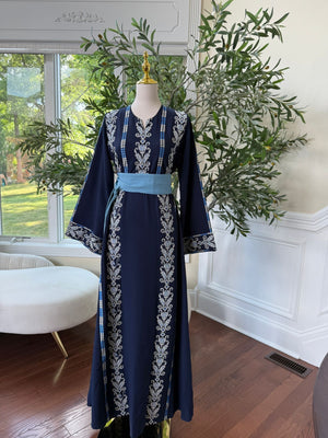 Blue Tatreez Embroidery Thobe 431