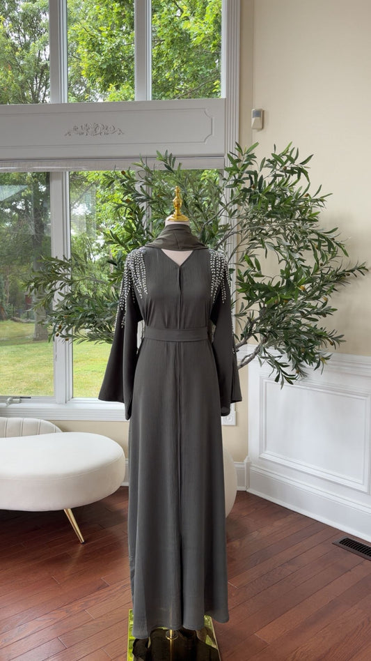 Olive Luxe Crystal Abaya
