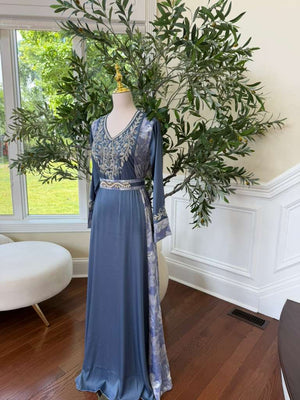 Ocean Breeze Embroidery Beaded Kuftan