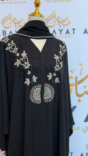 Black Nada Fabric Butterfly Abaya