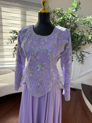 Elegant Lavender Embroidered Two-Piece Gown