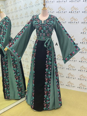 Embroidery Black Tatreez Teal Thobe