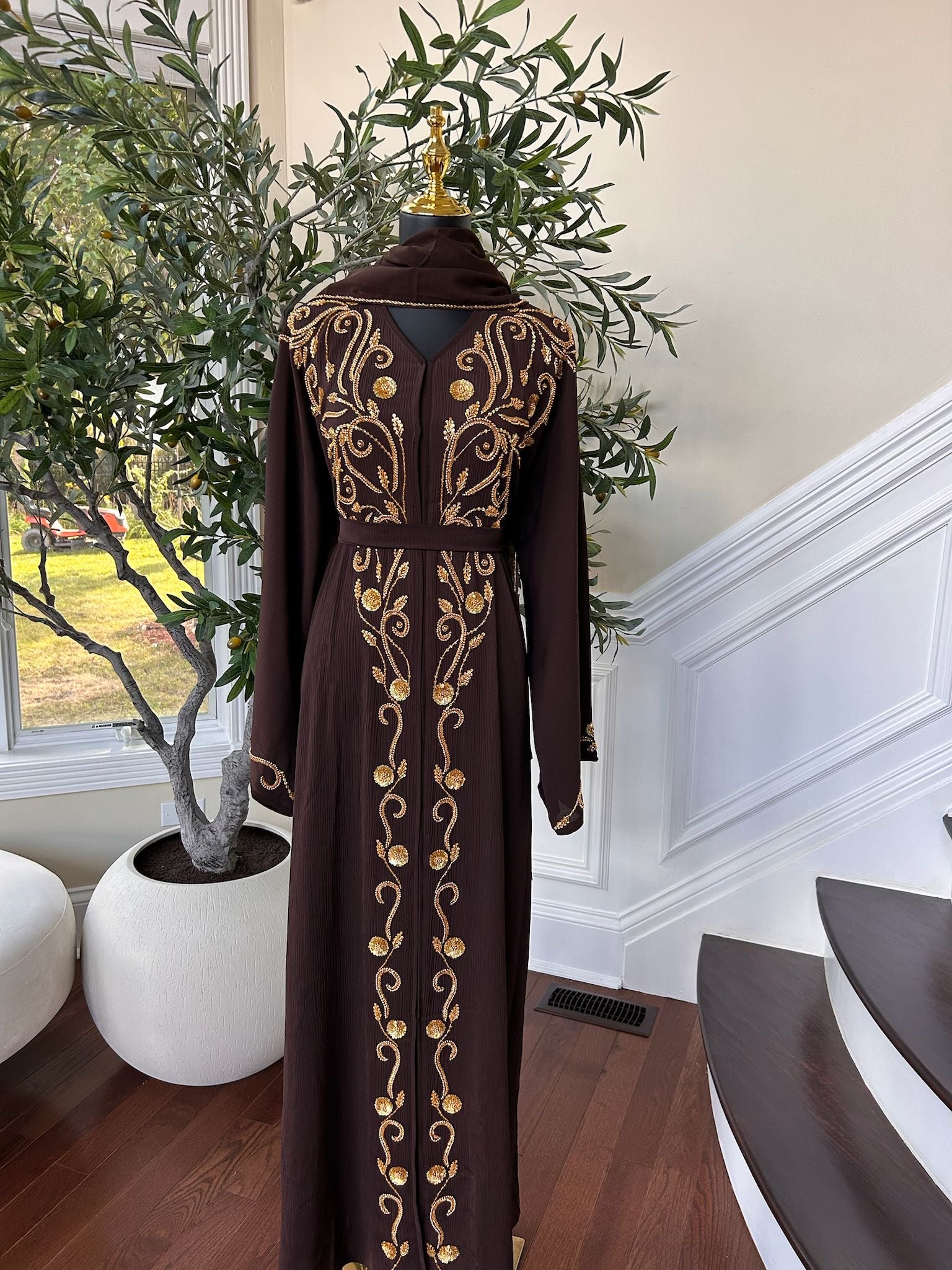 Brown Golden Detail Abaya