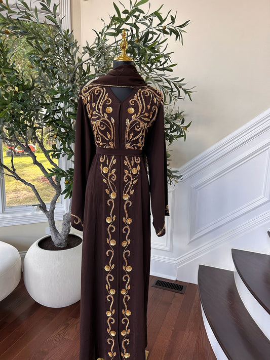 Brown Golden Detail Abaya