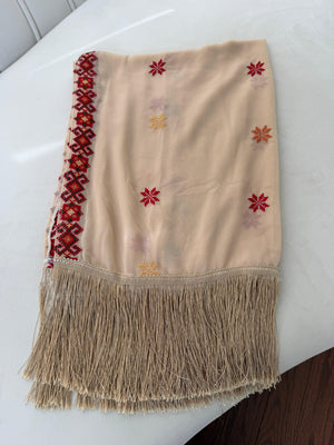 Cream Tatreez Red Khirka Shal